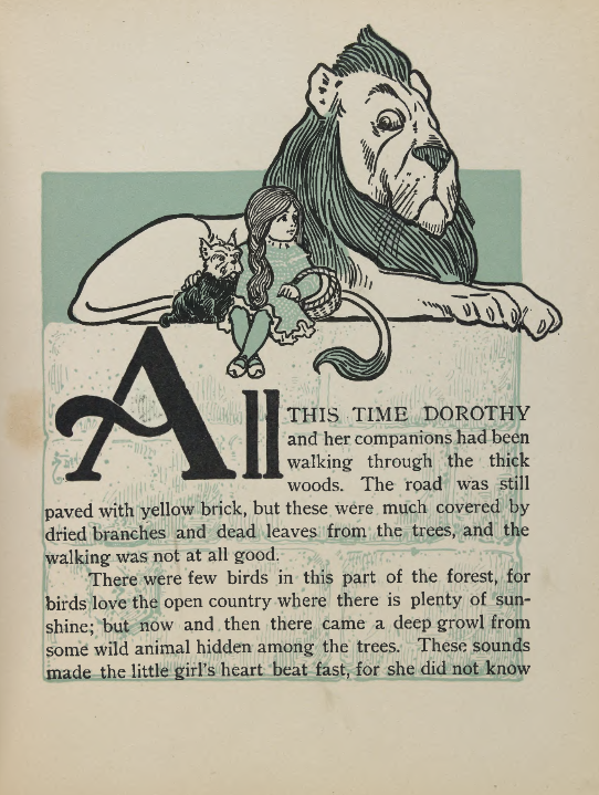 W.W. Denslow, spot of Dorothy and the Lion for L. Frank Baum's "The Wonderful Wizard of Oz"